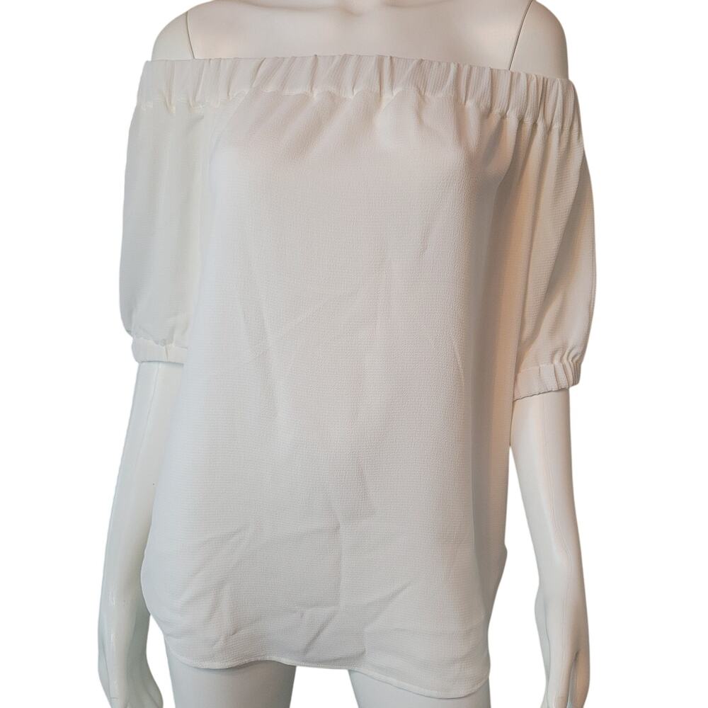 MICHAEL Michael KORS White Off the Shoulder Fully Lined Top New 74.00 Size S